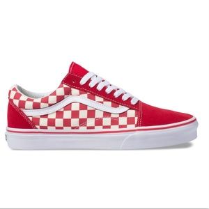 red old school checkerboard vans